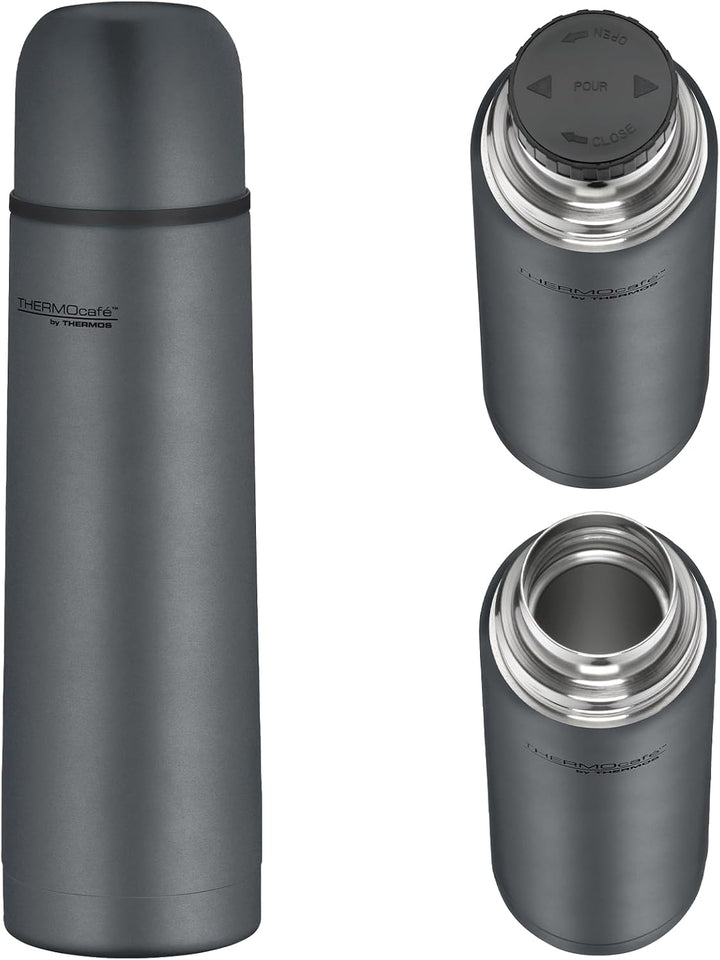 THERMOcafé by THERMOS TC BEVERAGE BOTTLE graphite grey mat 0,50l, Thermosflasche mit Becher aus Edel