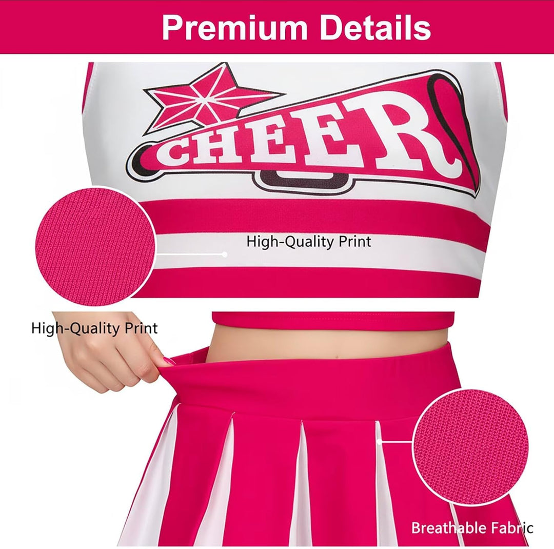 Kostüm Pompom Karneval Mädchen Kostüm Cheerleader Mädchen mit Haarspange Schleife Majorette Stick Po