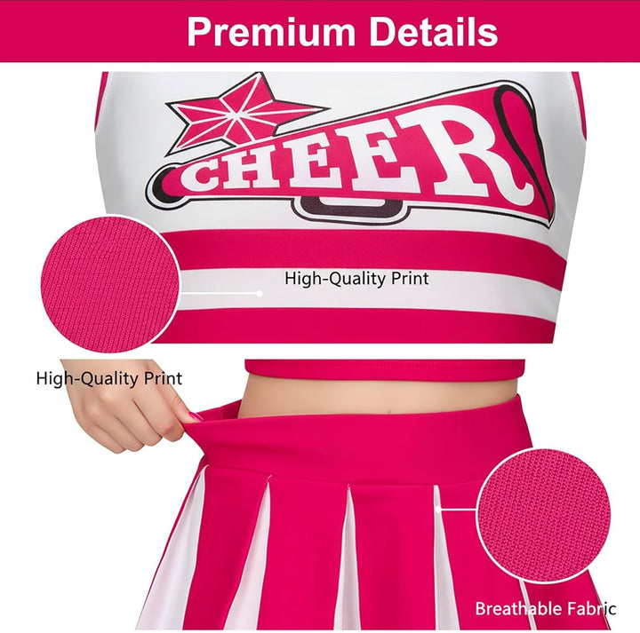 Kostüm Pompom Karneval Mädchen Kostüm Cheerleader Mädchen mit Haarspange Schleife Majorette Stick Po