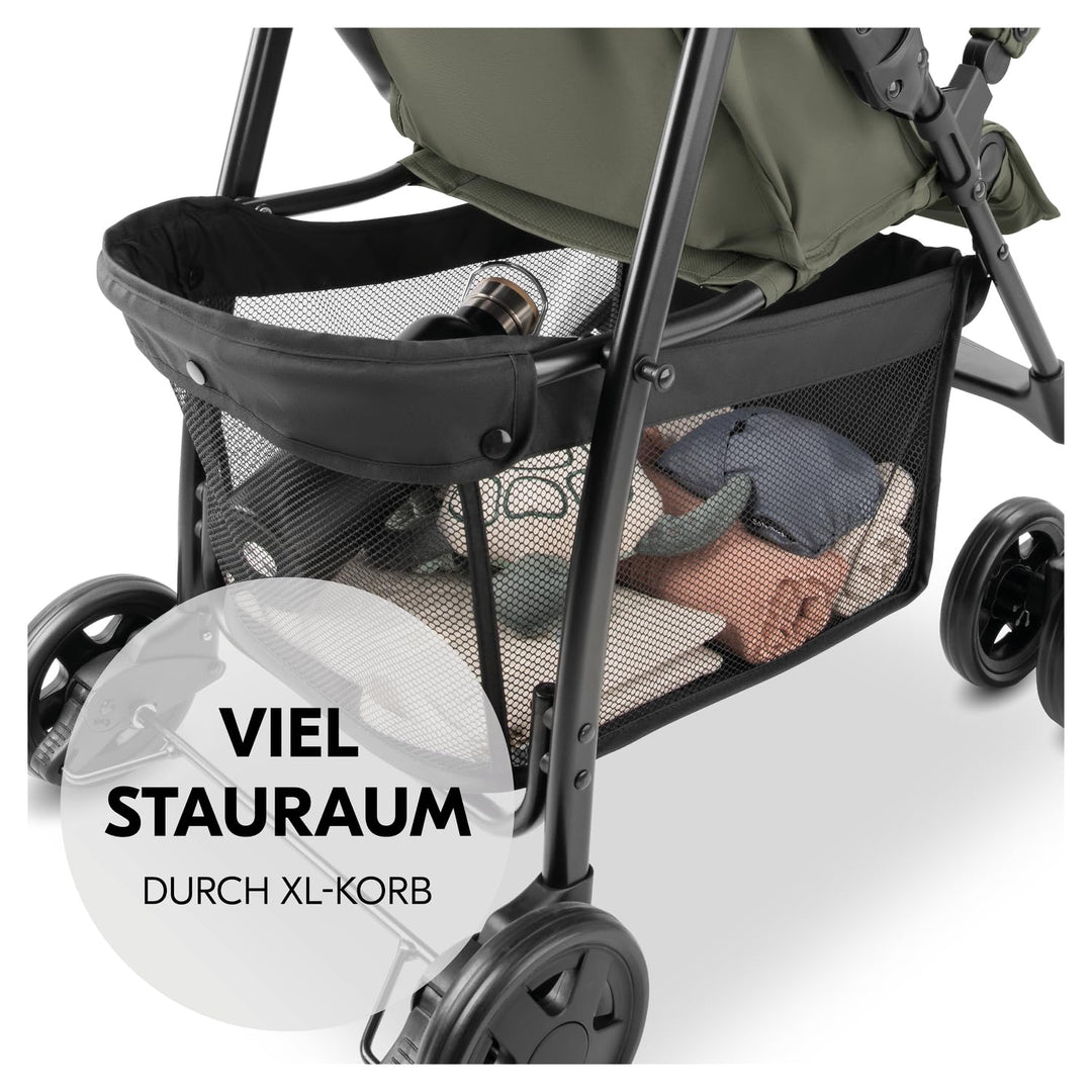 hauck Buggy Sport, Olive - Federleichter Reisebuggy 5,9 kg - mit Liegefunktion für Kinder ab Geburt