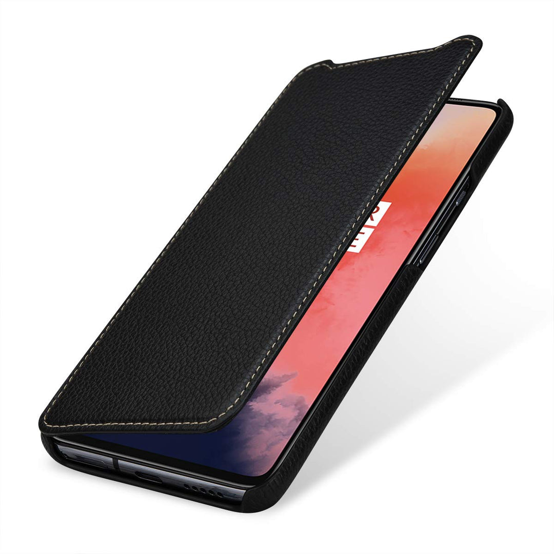 STILGUT Hülle geeignet für OnePlus 7T Lederhülle Book Type, schwarz OnePlus 7T schwarz, OnePlus 7T s
