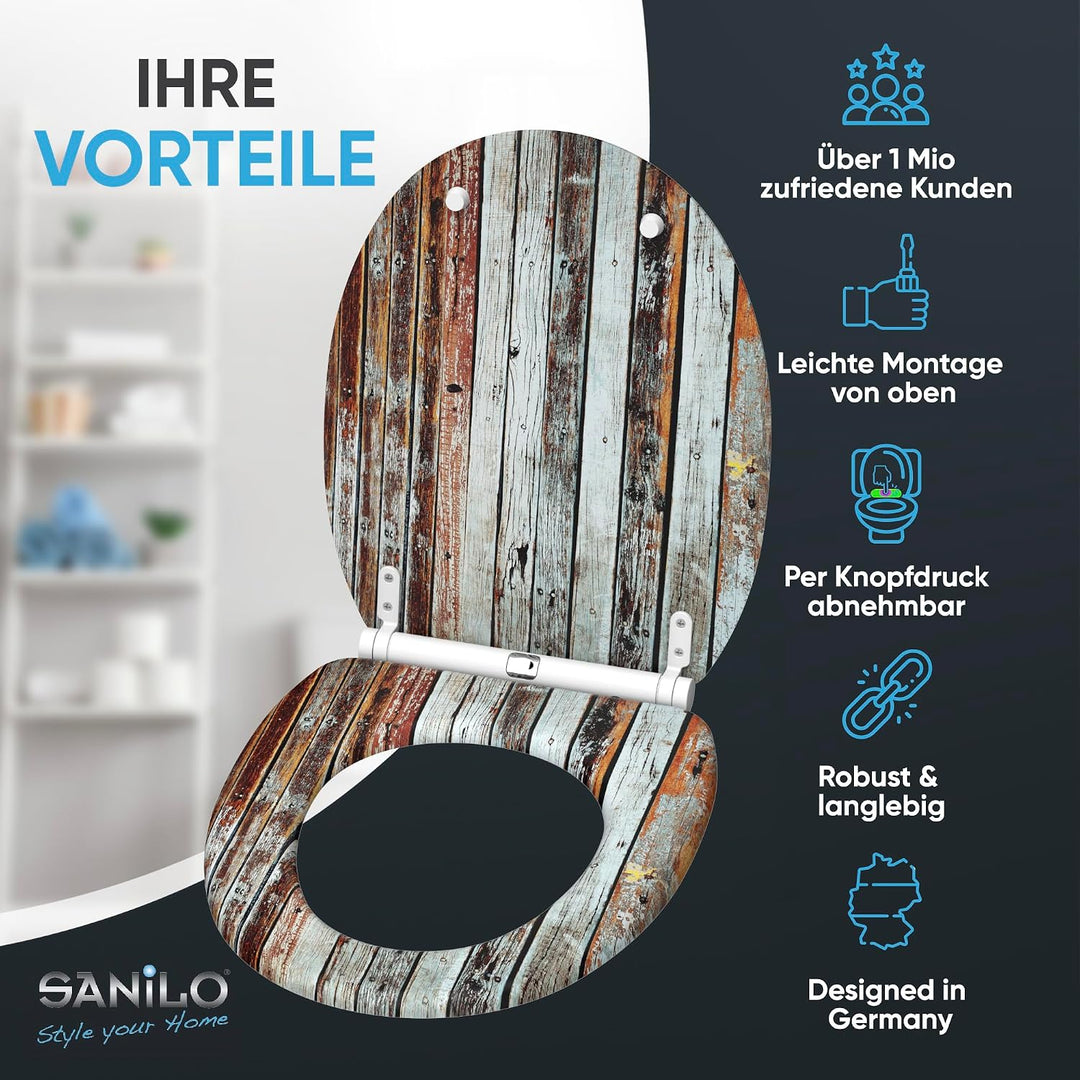 Sanilo WC Sitz mit Absenkautomatik, viele schöne Holz Toilettendeckel zur Auswahl, hochwertige und s