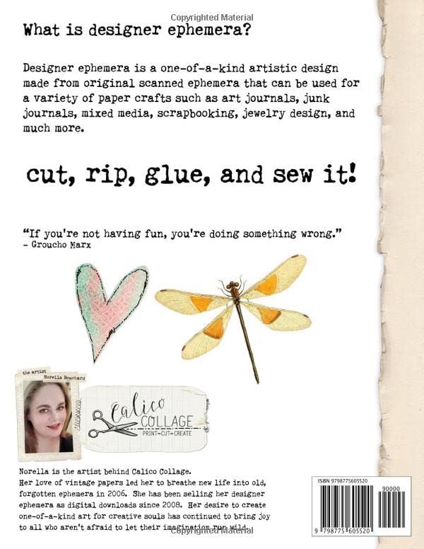 Calico Collage: Dragonfly Delight Designer Ephemera für Junk Journals, Bullet Journals, Scrapbooks,