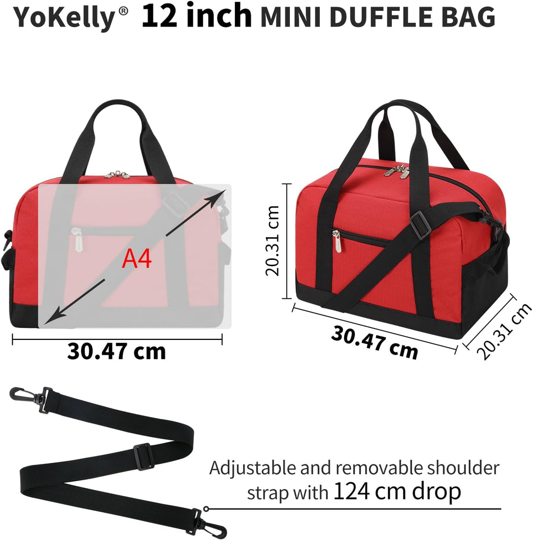 Sporttasche klein, Reisetasche 12L Mini Handgepäck Tasche für Weekender, Fitnesstasche 30x20x25cm-Ro