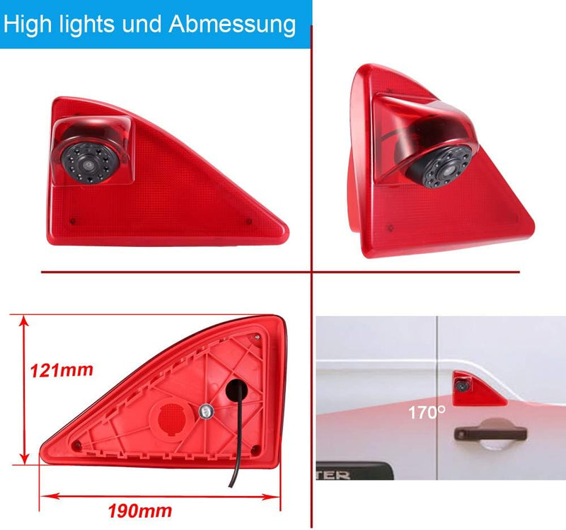 Kalakus Rückfahrsystem mit Rückfahrkamera im 3. Bremslicht Bremsleuchte Kamera+7" TFT LCD Monitor fü