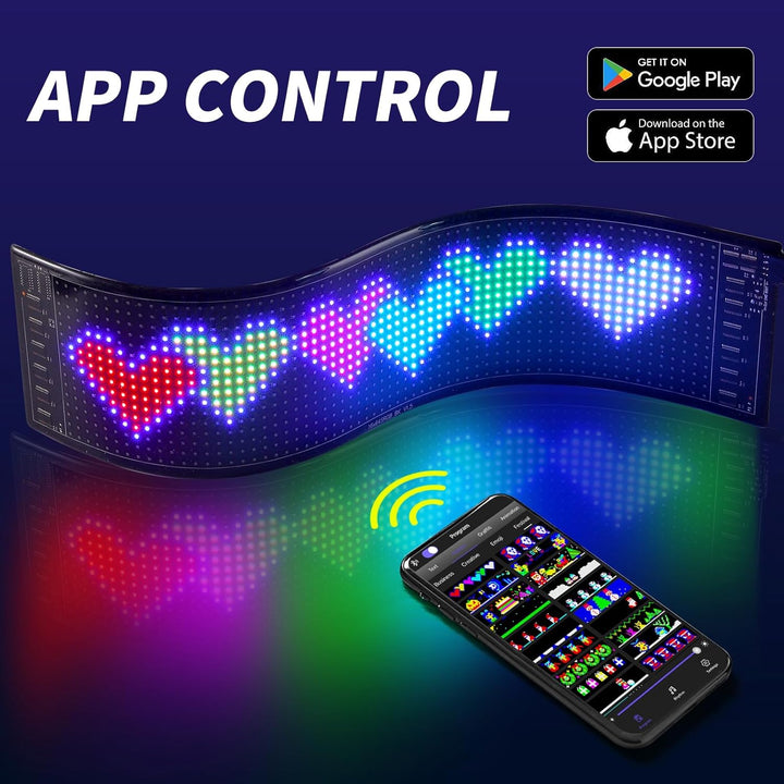 Rupse LED-Laufschrift, Flexibler LED Anzeigetafel mit Bluetooth Smart App,LED Namensschild Programmi