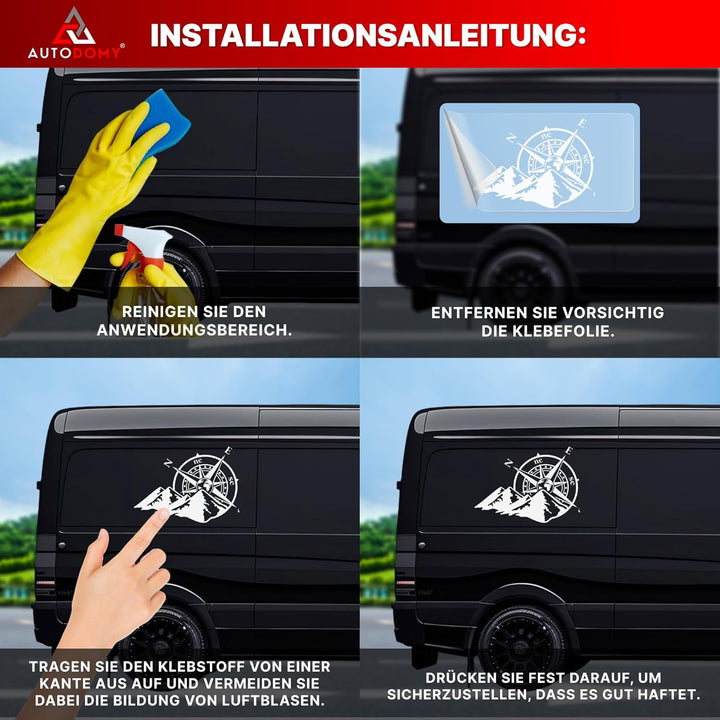 Autodomy Kompass Off Road Windrose Aufkleber Paket 2 Stück | Kompass Aufkleber Wohnmobil und Auto od