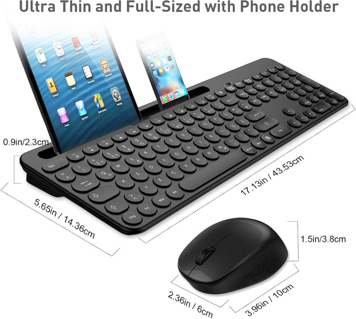 LeadsaiL Tastatur Maus Sets Kabellos,Ergonomische,Funk PC in Standardgrösse,Deutsch QWERTZ-Layout, L
