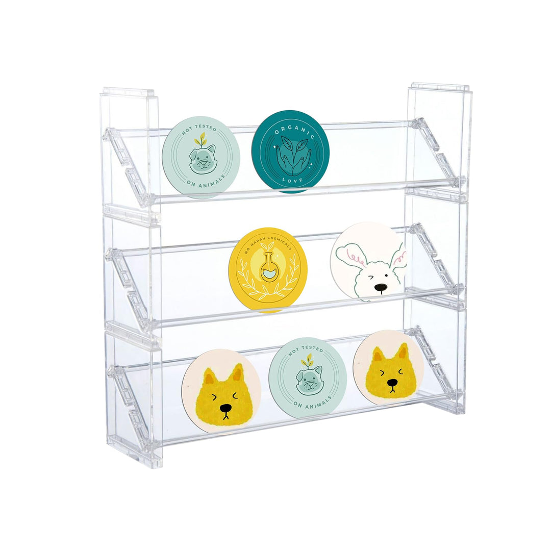 3 Stufiger Acryl Ständer,Kartenständer Präsentationsständer für Aufkleber Sammelkarten Vitrine für A