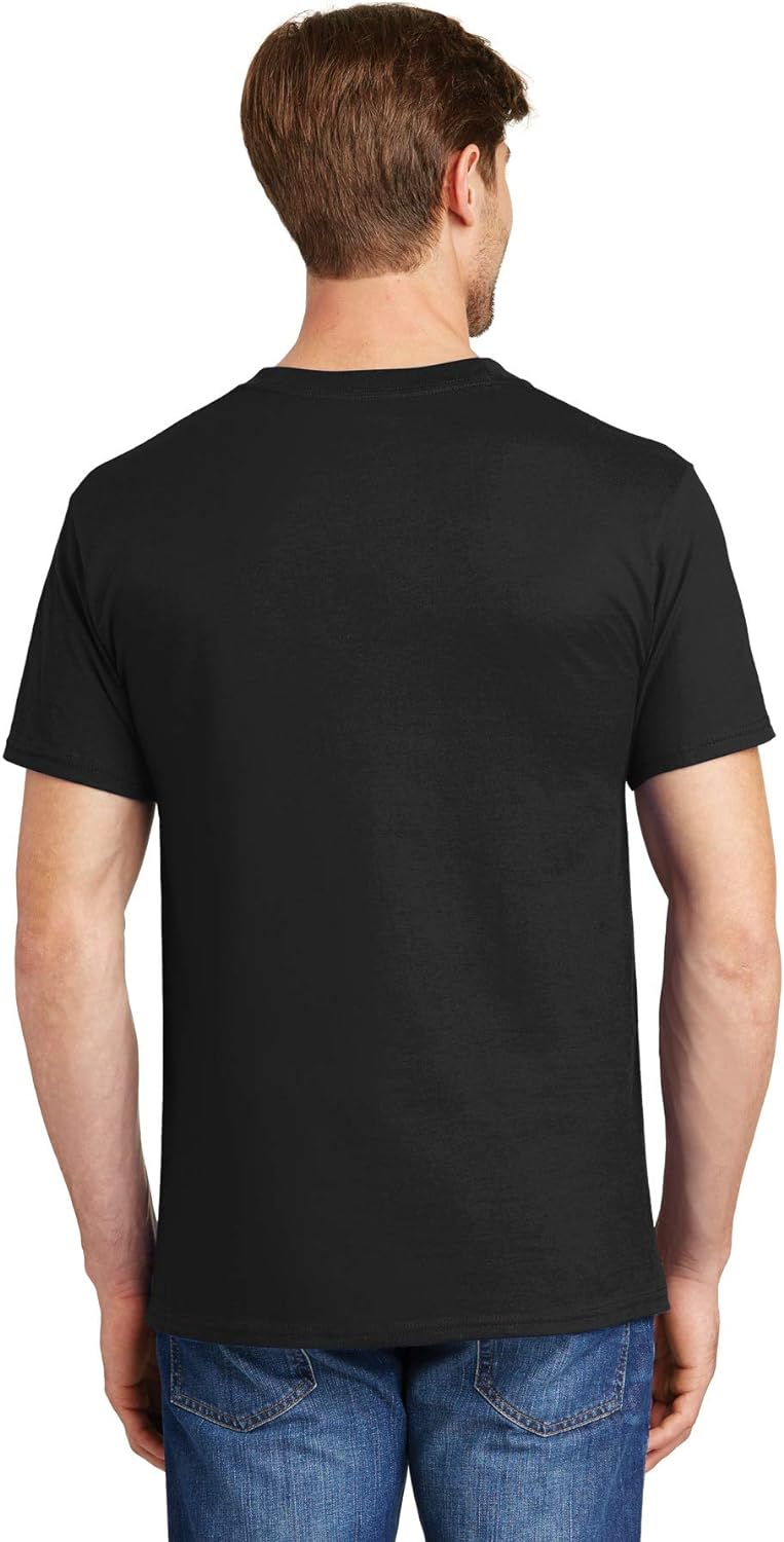 Hanes Herren Kurzarm T-Shirt mit Tasche, 5190, Schwarz, 5190 L