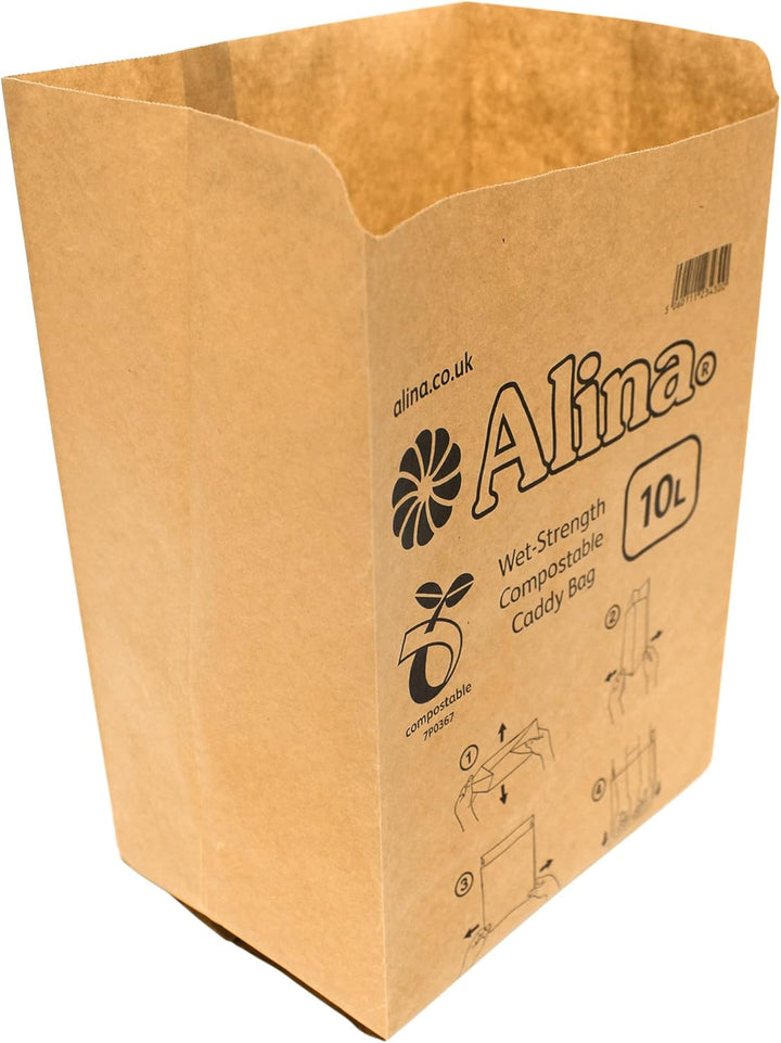 Alina kompostierbarer Papier-Caddy-Müllbeutel/Lebensmittelabfall-Müllbeutel/biologisch abbaubarer 10