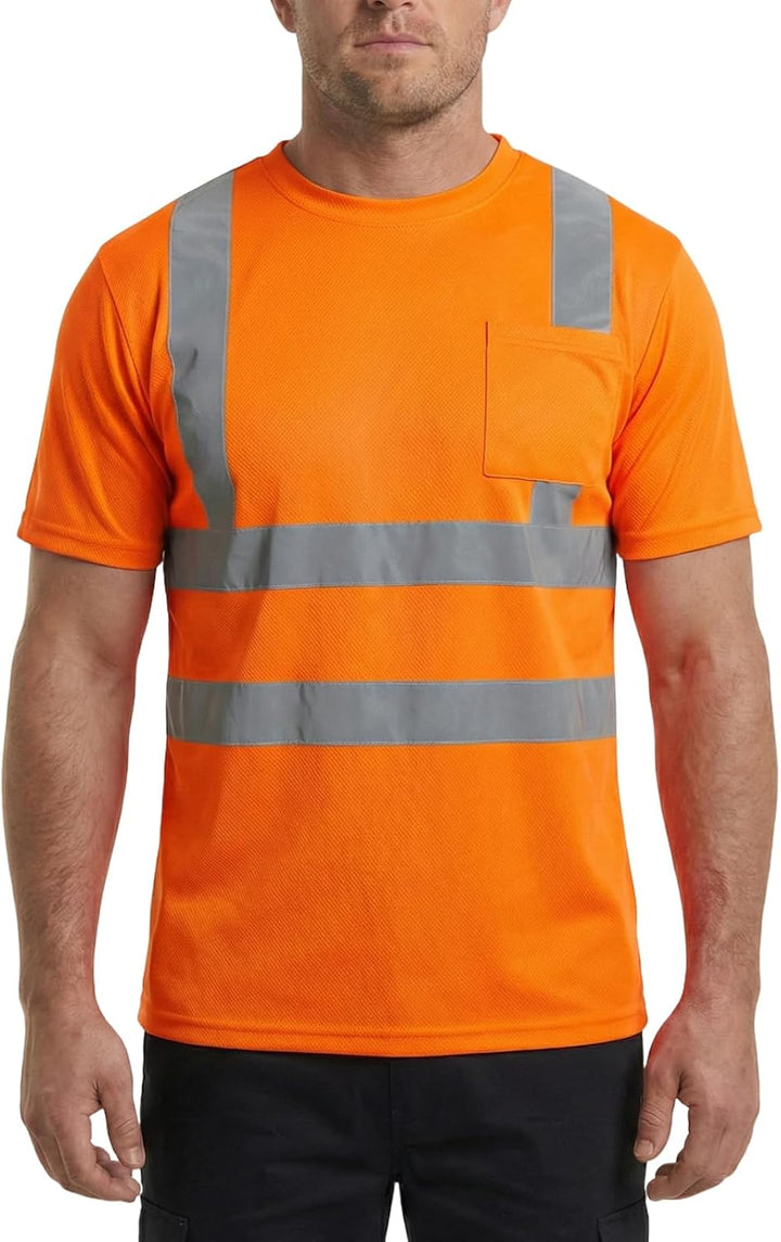 HYCOPROT Warnschutz T-Shirt Warnweste Reflektierend Warnweste Atmungsaktiv Leicht Kurzarmshirt Kurza