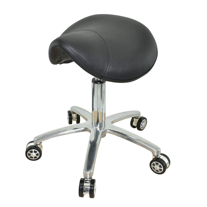 Sattelsitz Rollhocker höhenverstellbar von 50-65 cm, Drehhocker, Rollhocker, Praxishocker, Bürohocke
