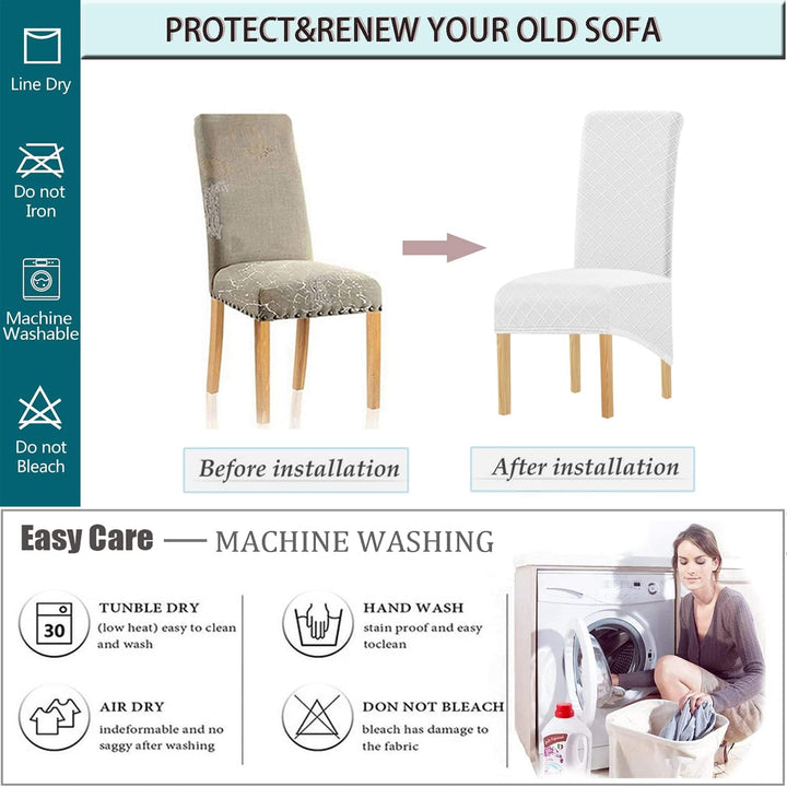 SHENGYIJING 1/2/4/6 PCS Diamond Lattice FStretch wasserdichte XL Stuhlhussen für Esszimmer, Spandex