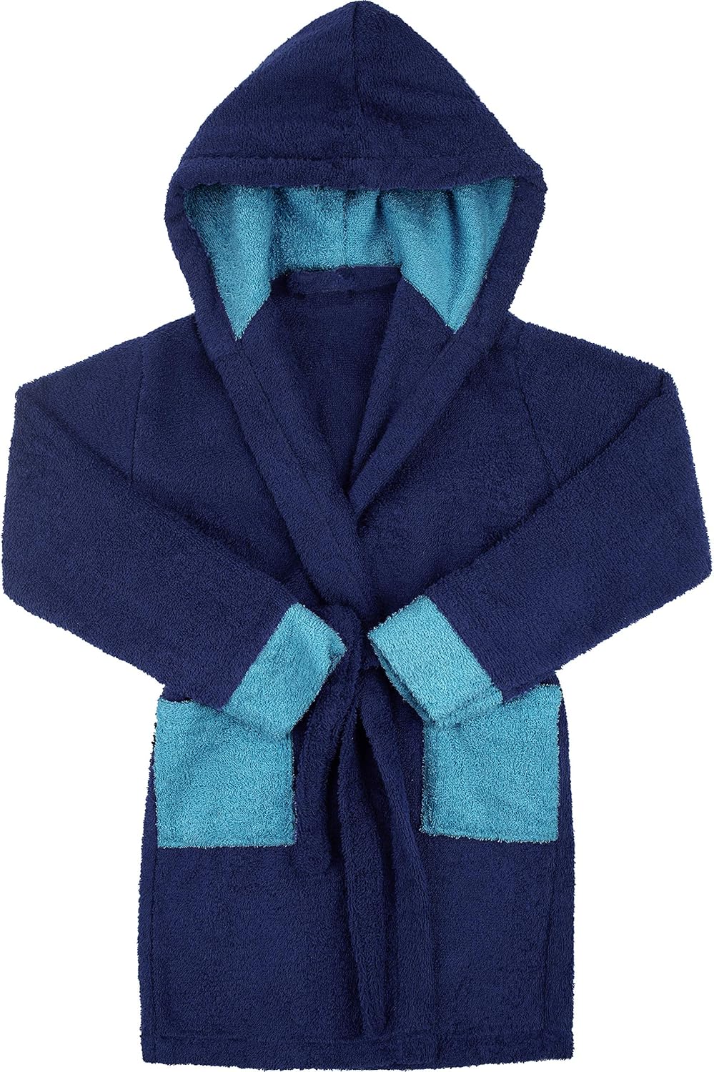 Ladeheid Kinder Frottee Bademantel aus 100% Baumwolle LA40-103 122-128 Marineblau/Jeans (D12/D03), 1