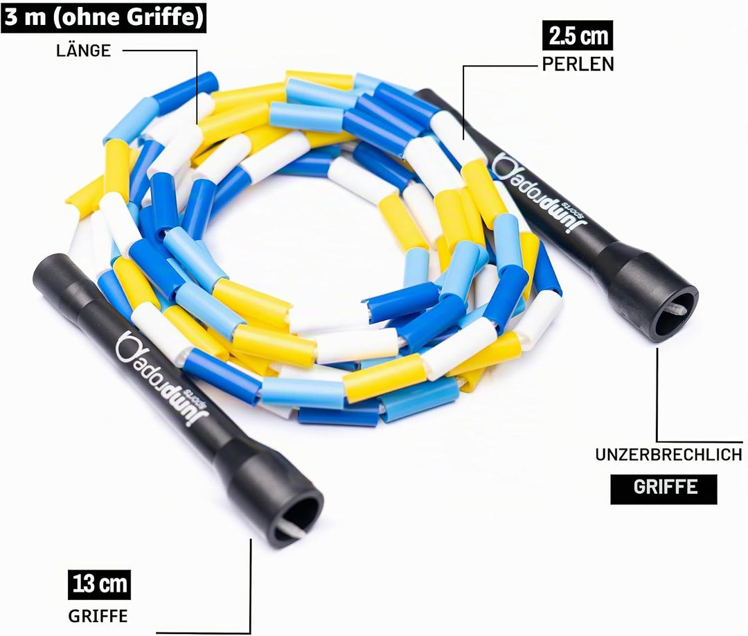Professionelles Rope Skipping Wettkampf Springseil BEAD (3.0m Seillänge - verstellbar), Ocean