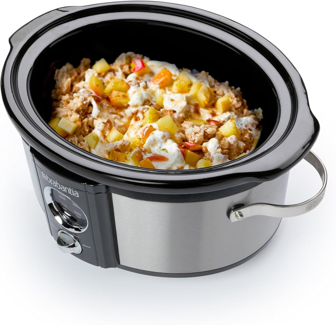 Brabantia Slow Cooker, Antihaftbeschichtung, drei verschiedene Heizstufen, Kontrollleuchte, abnehmba