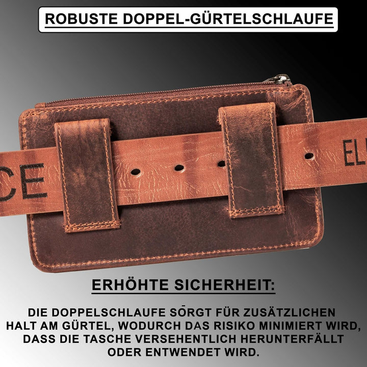 MATADOR Echt Leder Universal Handy-Tasche Holster Gürteltasche Magnetverschluss Quer für Handys bis
