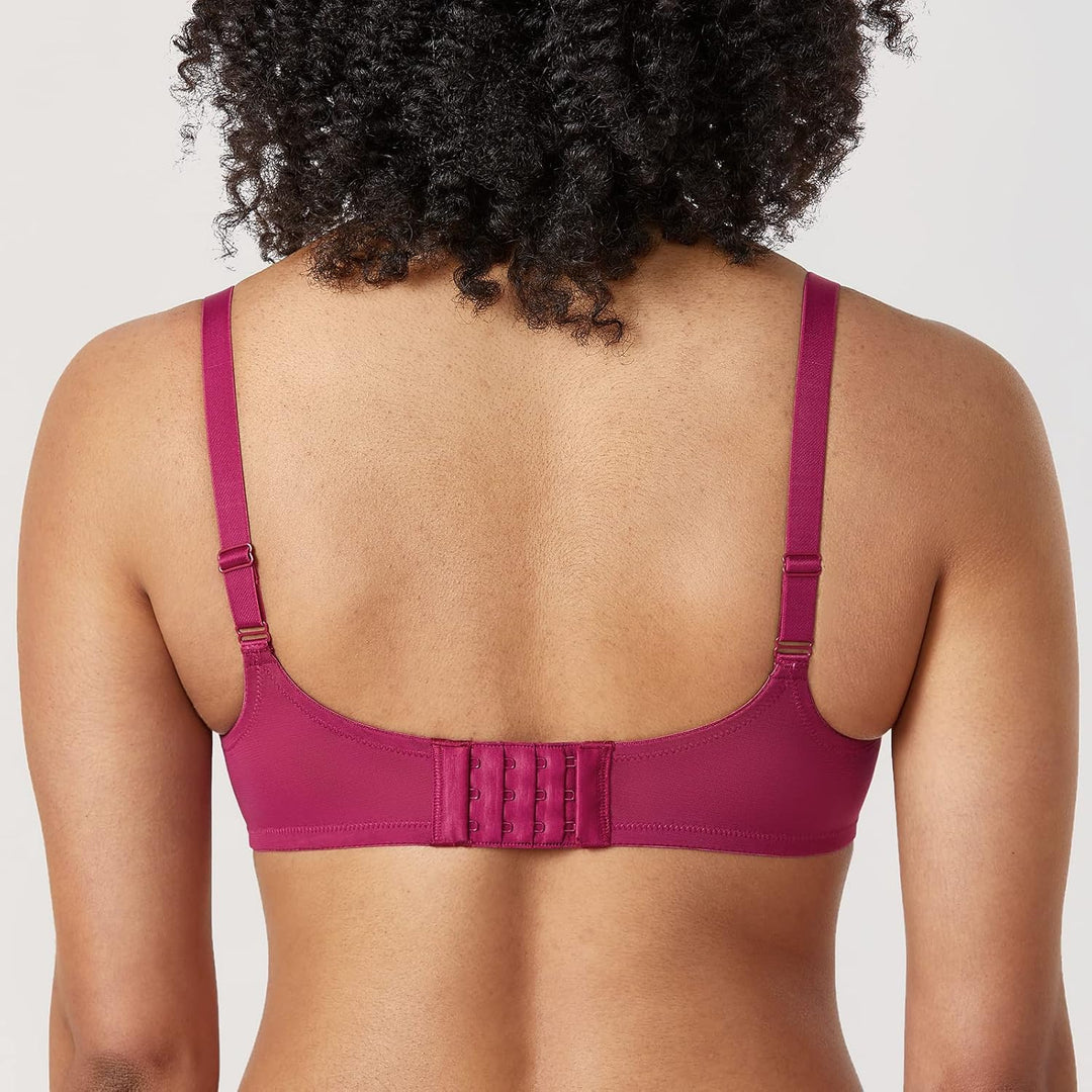 DELIMIRA Damen Spitze Balconette Push Up BH Sexy mit Bügel ohne Einlagen 75B Aubergine, 75B Aubergin