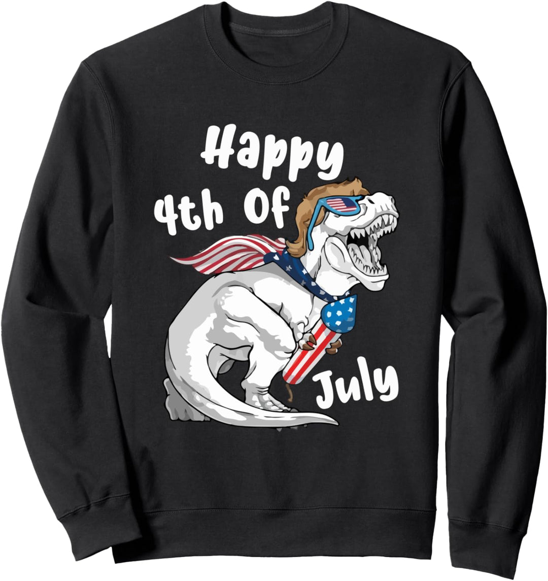 Happy 4th Of July T-Rex Cute Dino Dinosaur Lover Sweatshirt
