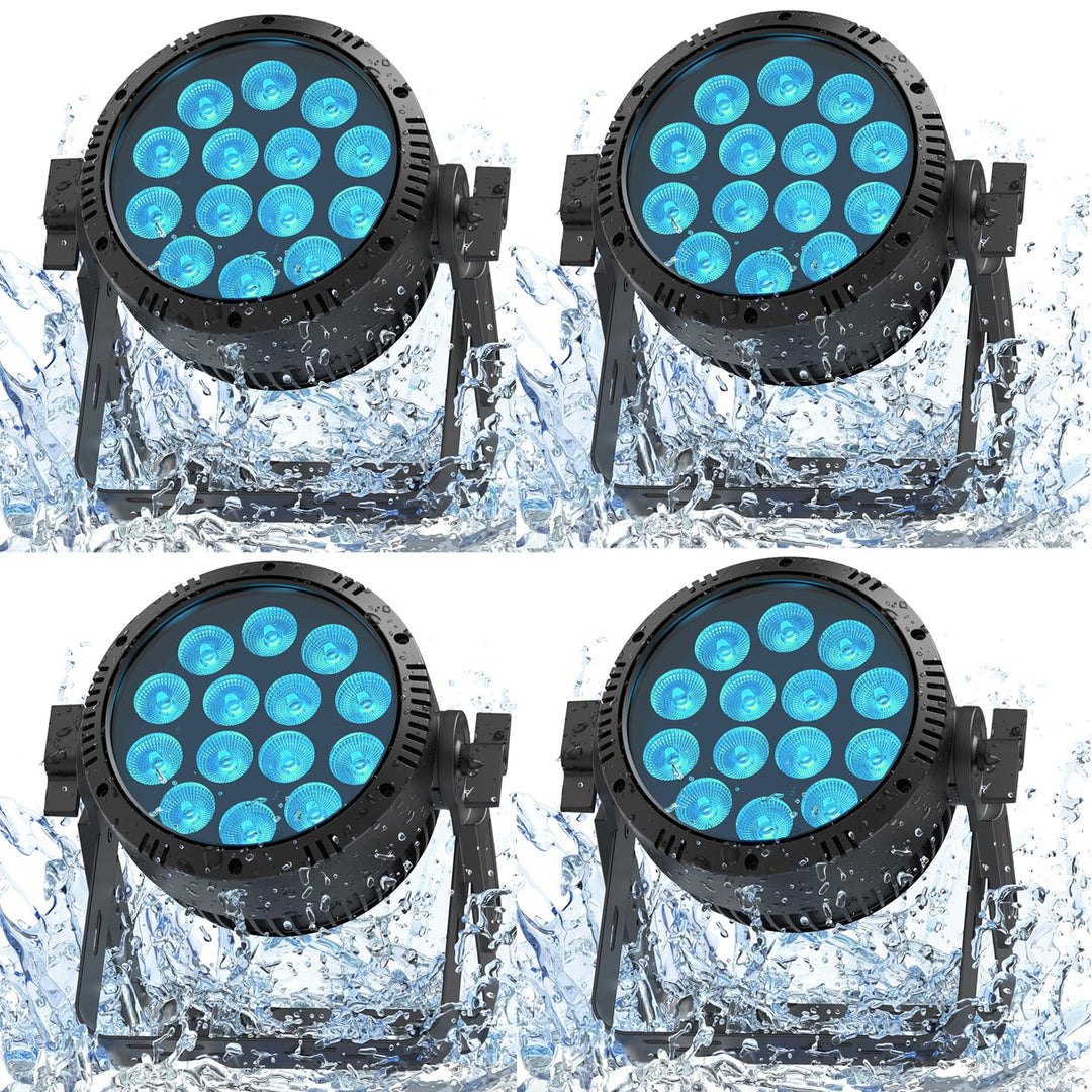4PCS RGBW 200W LED Par Strahler IP65, Wasserdichte 14 LED Bühnenlicht mit Stroboskop, Discolicht Par