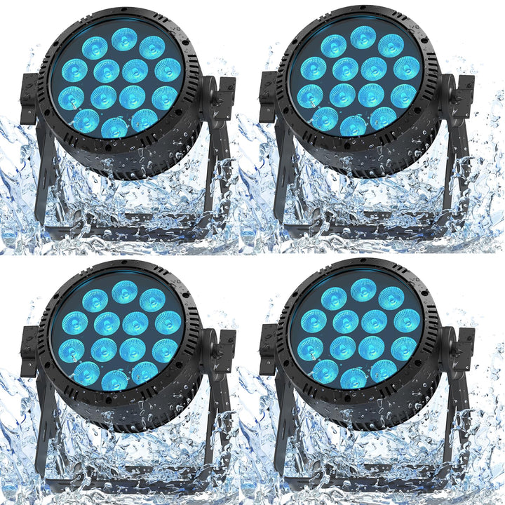 4PCS RGBW 200W LED Par Strahler IP65, Wasserdichte 14 LED Bühnenlicht mit Stroboskop, Discolicht Par