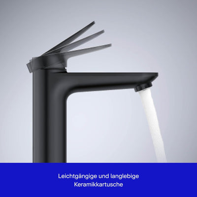 Duravit Wave Waschtischarmatur, Grösse M (Auslauf Höhe 111 mm), Wasserhahn Bad mit Zugstangen-Ablauf