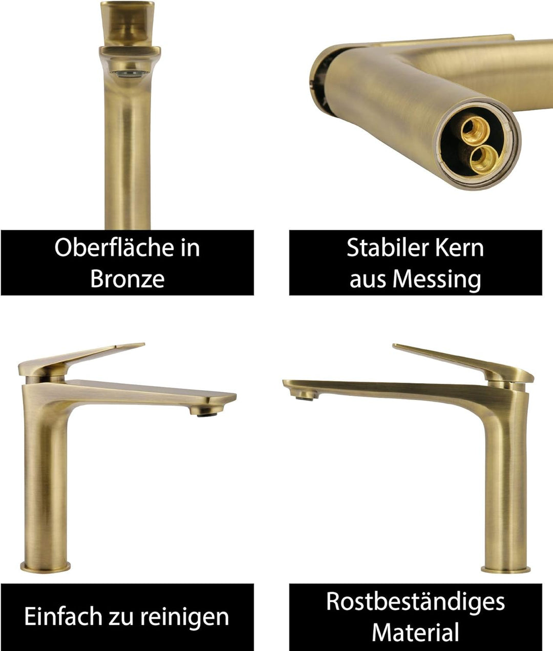 AquaSu 77005 7 Orva Waschtischarmatur, Bronze-Mittelhoch Bronze - Mittelhoch