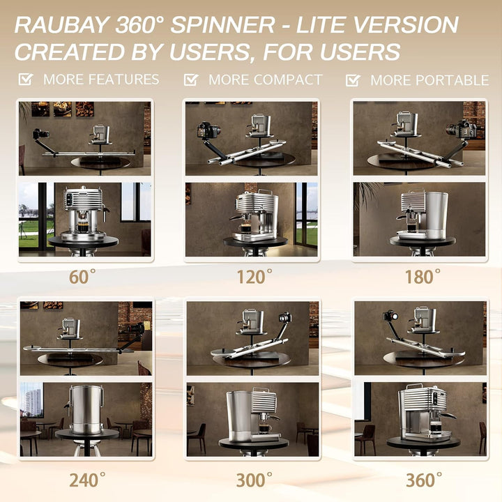 RAUBAY 360-Grad-Spinner (Lite-Version), professioneller Fotografie-Drehteller, Foto-Video-Plattform,