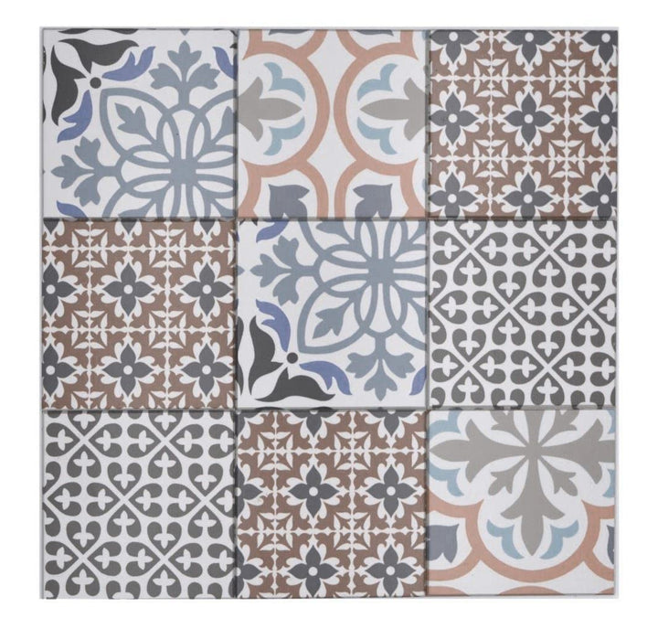 Mosaikmatte selbstklebend Vinyl spanische Fliesen Optik Ornament bunt Küchenrückwand | 10 Mosaikmatt