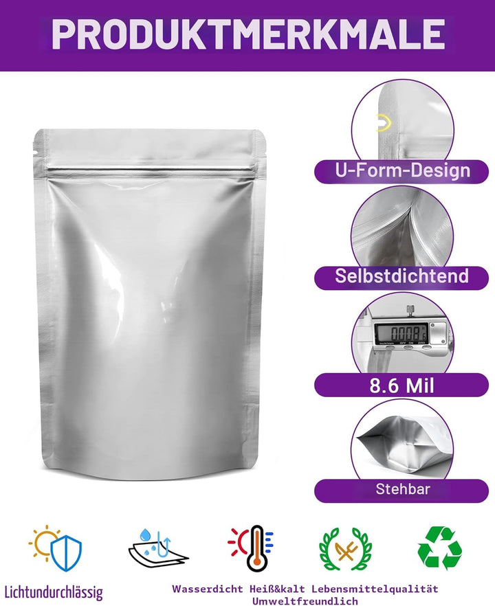 Midukit Mylar bags zur langfristige Lagerung Aufbewahrung von Lebensmitteln, 25 x 35 cm, 8,6 Mil, My