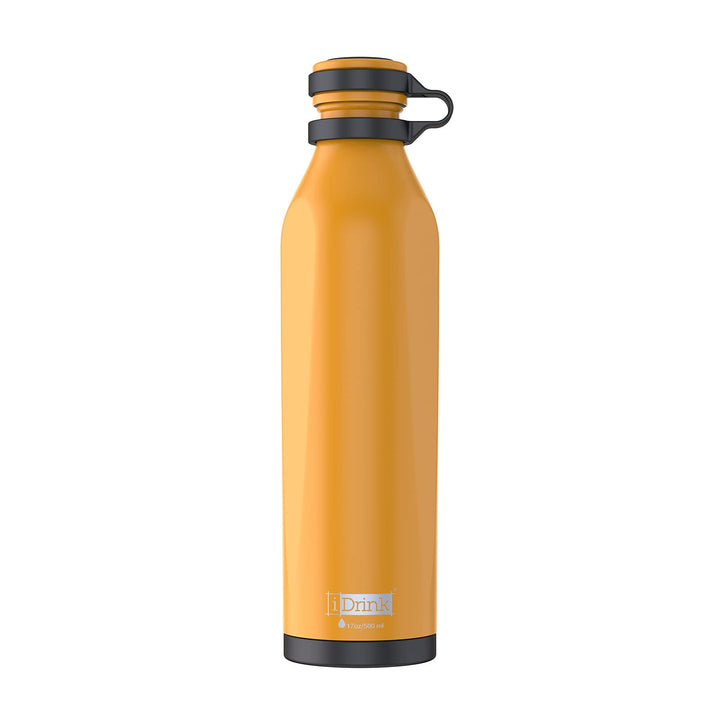 IDRINK® - b-evo Revolutionäre Isolierflasche, 3 Wände, Edelstahl-Flasche mit Doppel-Deckel, 500 ml (