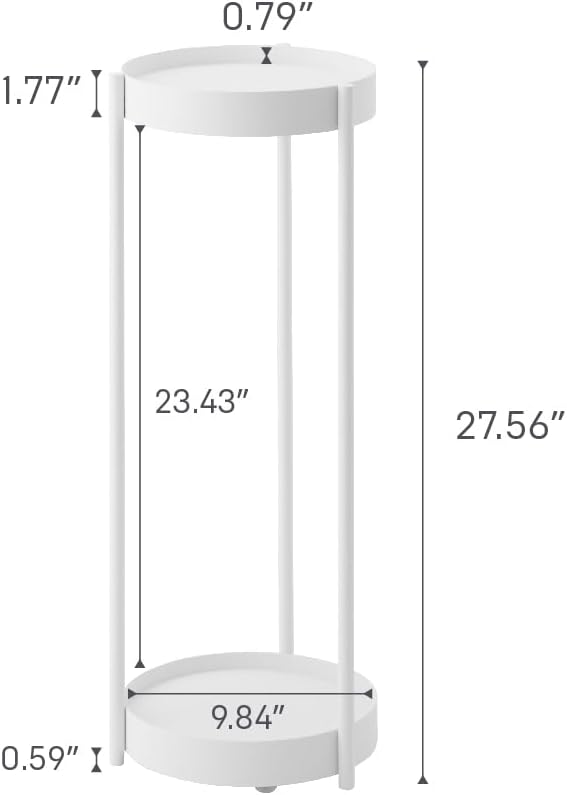 YAMAZAKI 4367 TOWER 2Tiered Plant Stand with Caster, black, Steel / Polypropylene / Nylon, 25 x 26.5