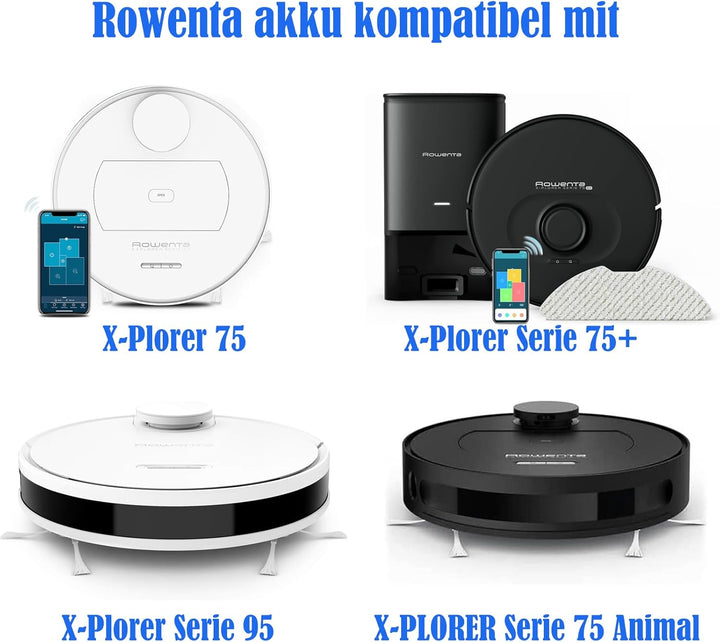 2600mAh / 37.44Wh Ersatzakku kompatibel mit 360 S6, S8, Rowenta X-Plorer 75, X-Plorer 75S+, X-Plorer