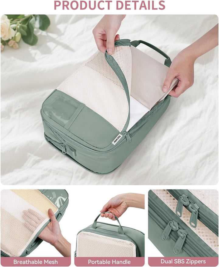 Narwey Koffer Organizer Set, Compression Packing Cubes Backpack, Kompression Packwürfel Rucksack and