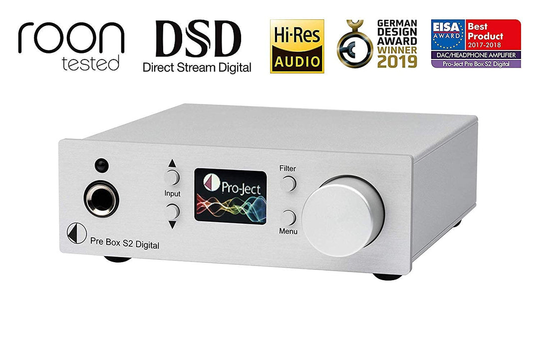 Pro-Ject Pre Box S2 Digital, Audiophiler Stereo Vorverstärker (Silber), Silber