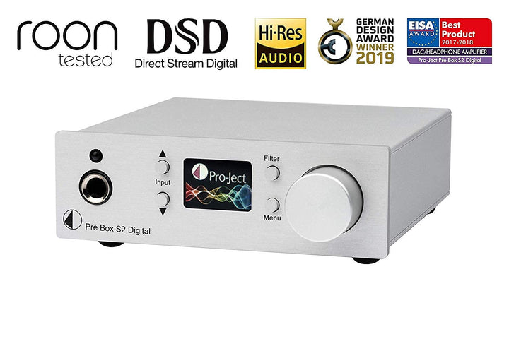 Pro-Ject Pre Box S2 Digital, Audiophiler Stereo Vorverstärker (Silber), Silber