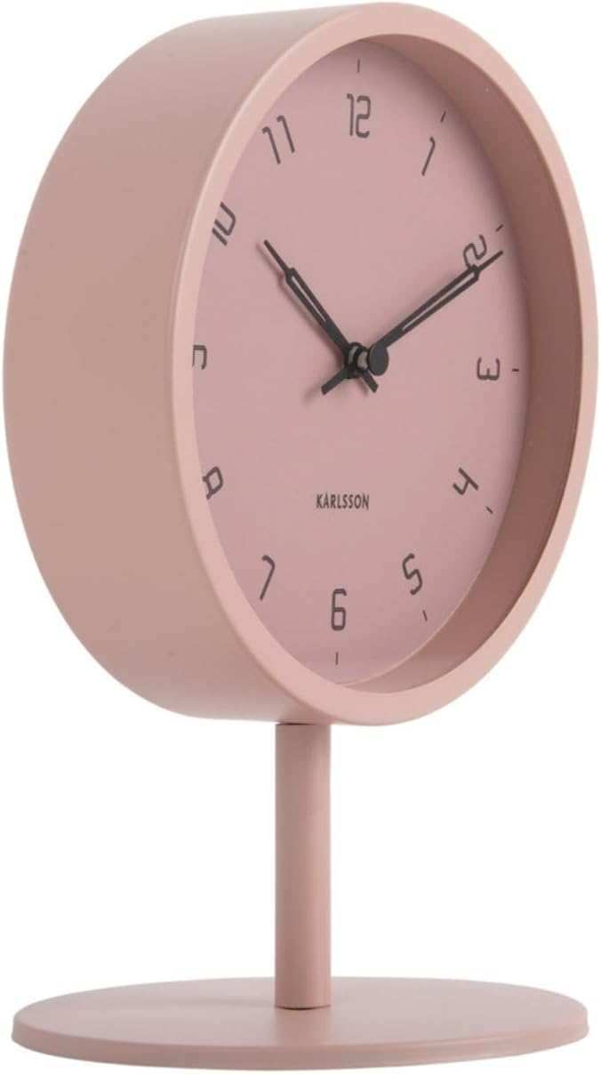Karlsson [DL] Table Clock Stark Iron matt Faded pink