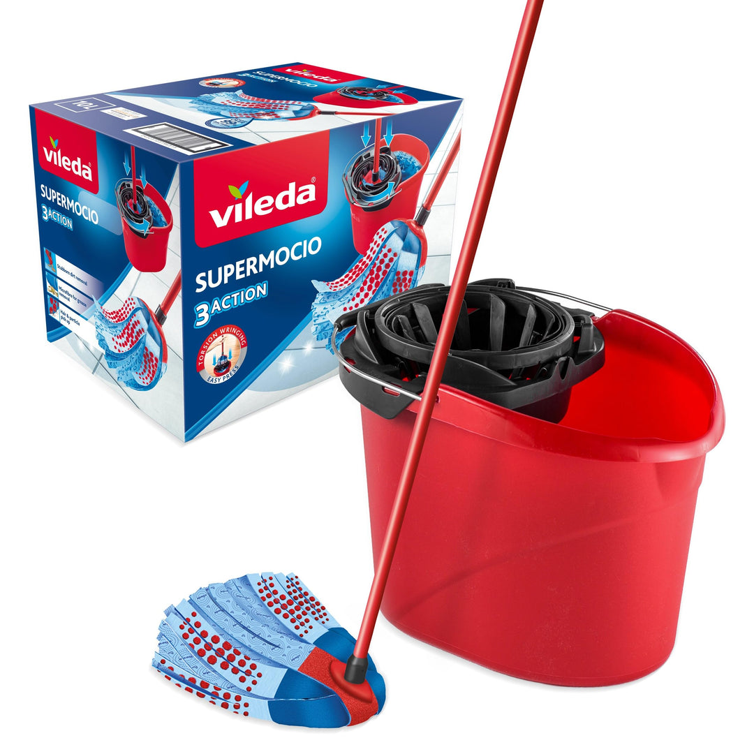 Vileda SuperMocio Putz-Set mit Wischmopp und Eimer
