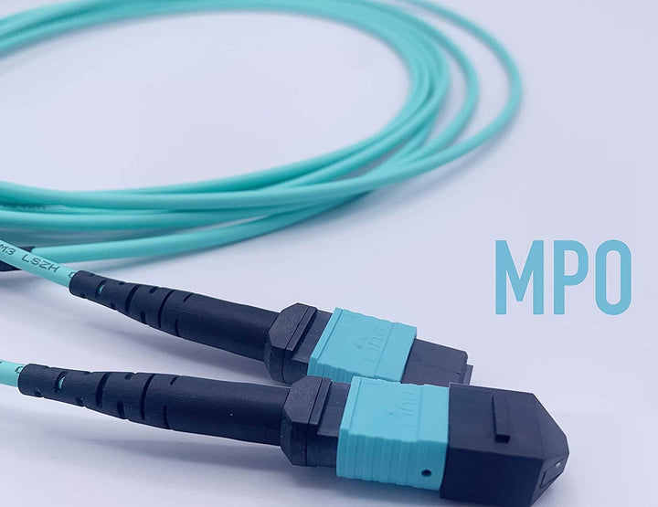Elfcam® - Glasfaserkabel MPO weiblich auf MPO weiblich, Multimode OM3 50/125um, LSZH, Typ B (15 m, 8