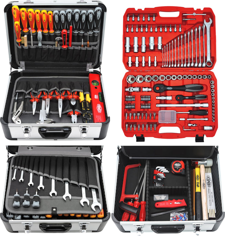FAMEX 419-43 Profi Alu Werkzeugkoffer 191-/275-teilig - mit umfangreichem Werkzeug Set und Steckschl