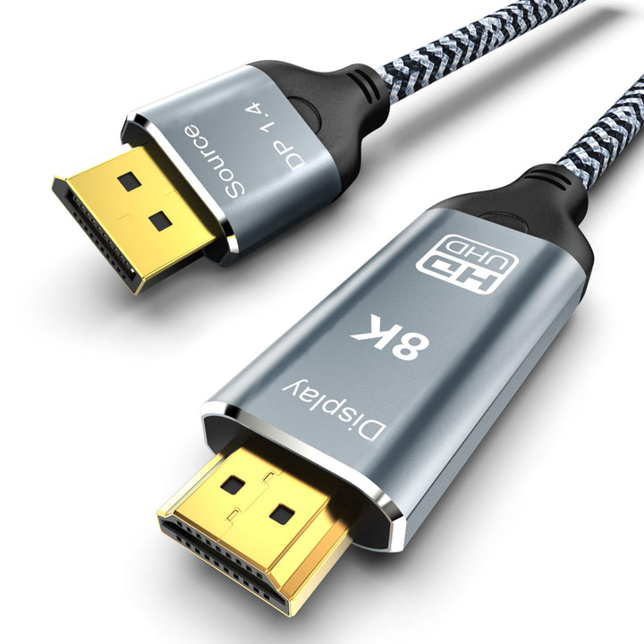8K DisplayPort 1.4 zu HDMI 2.1 Kabel 2 m, 8K 60Hz 4K 120Hz 144Hz 2K 240Hz, HDR, Nur von DP zu HDMI F