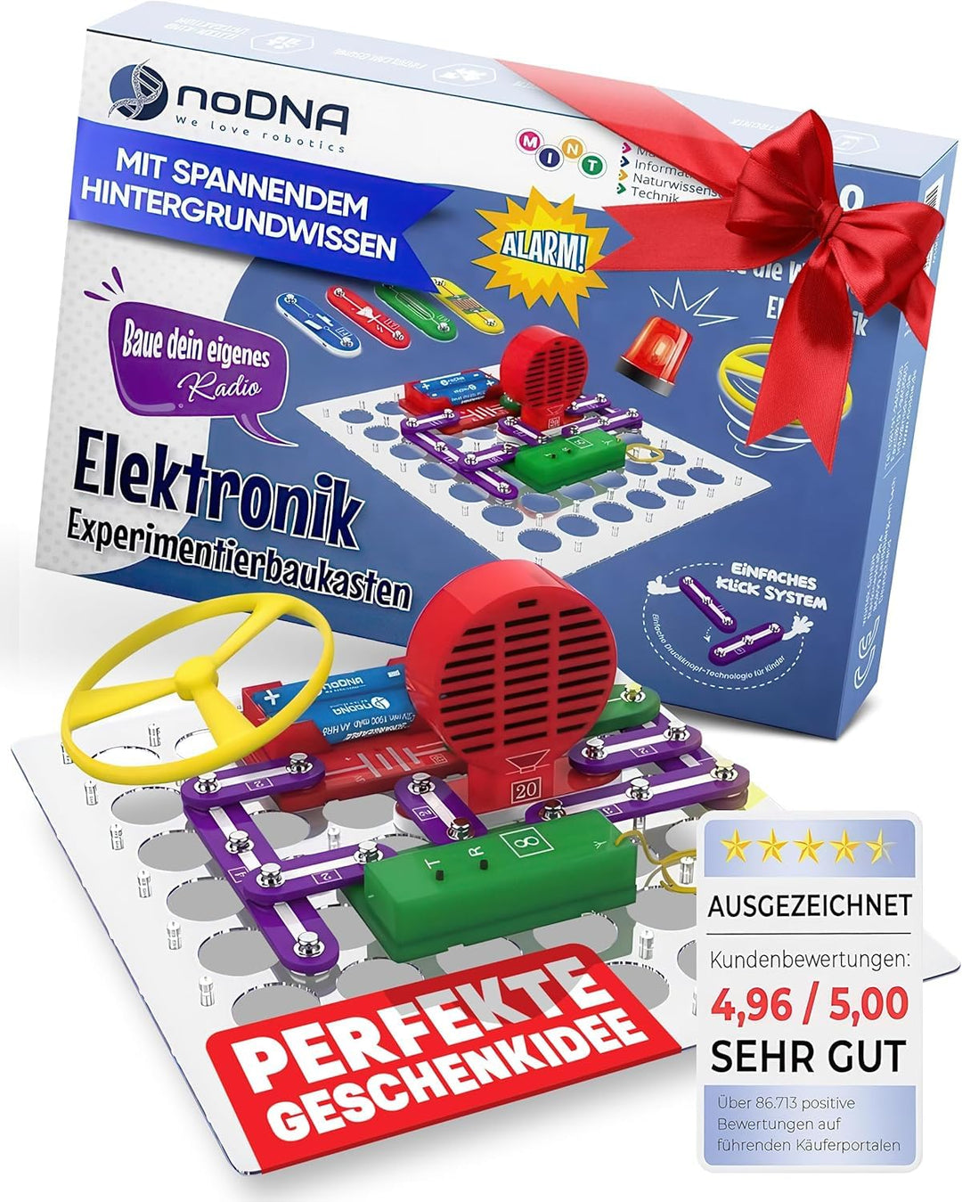 noDNA Elektronik Baukasten Kinder Elektro Experimentierkasten ab 8 Jahre - 300 Experimente für Kinde