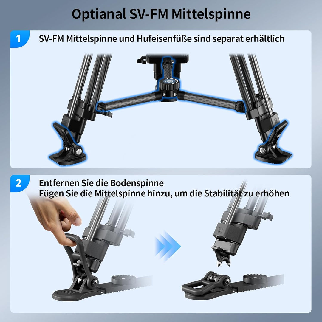 SIRUI SQ75+S5 Carbon Video Stativ mit Hydraulik-Fluidkopf | 178cm Schnellaufbau | Stufenlose Dämpfun
