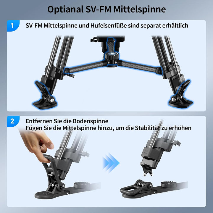SIRUI SQ75+S5 Carbon Video Stativ mit Hydraulik-Fluidkopf | 178cm Schnellaufbau | Stufenlose Dämpfun