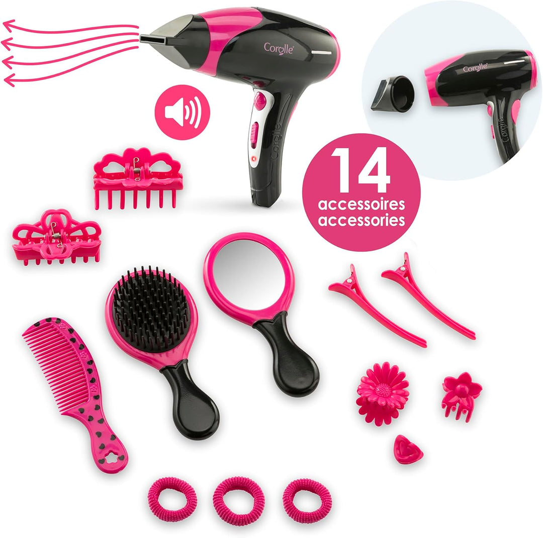MaCorolle Haarstyling Set, 14 Teile, Stylingzubehör, Fön mit elektrischer Funktion, Bürste, Kamm, Sp