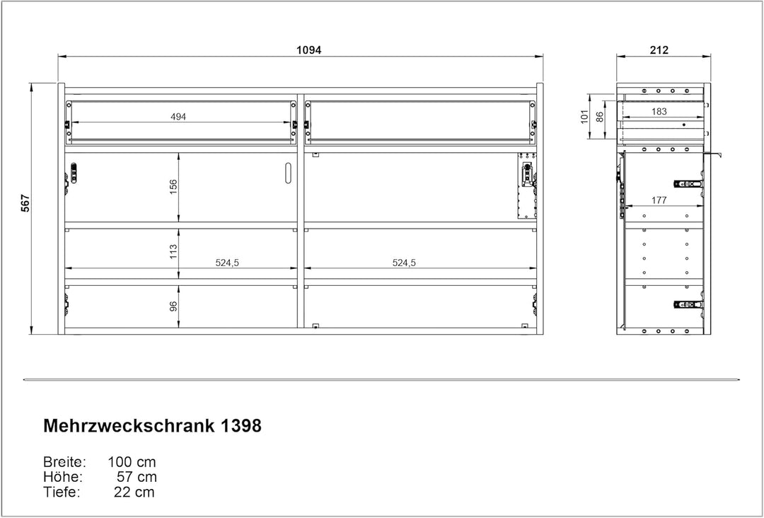 Germania Hängender Schuhschrank 1398-629 GW-Ameca, in Taupegrün/Eiche, geringe Tiefe, optimal für sc