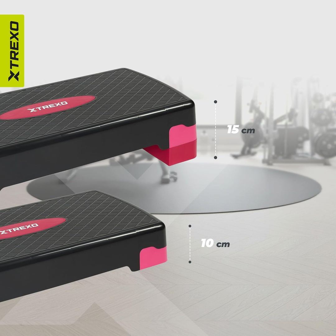 TREXO Aerobic Step 68 x 28 cm Für Cardio- und Fitnesstraining Höhenverstellbar 15-20 cm Langlebig au