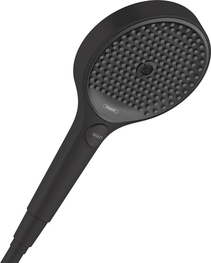 hansgrohe wassersparender Duschkopf Rainfinity (130mm, 3 Strahlarten) Mattschwarz