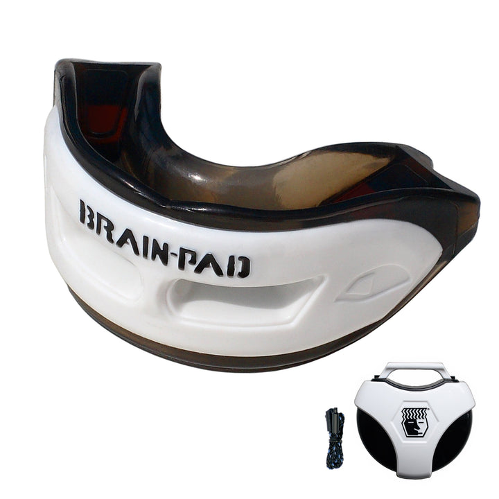 Brain Pad 3XSWPY Junior Mundschutz/Kiefergelenkschutz, zweifach gebogen, Weiss/Schwarz, für Jugendli